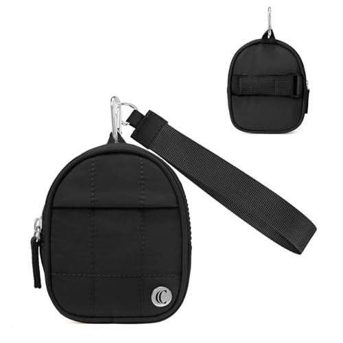 CLUCI Mini Backpack Keychain Wallet Small Change Quilted Coin Purse Cute Puffer Wristlet Pouch with 3 RFID Card Slots