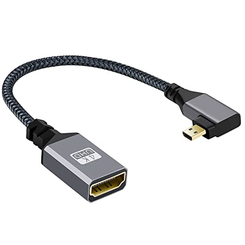 NFHK 4K Type-D Micro HDMI 1.4 オス 90度 L字型HDMIメス延長ケーブル DV MP4 カメラ DC ノー...