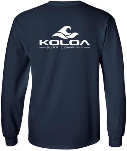 Koloa Surf- 2 Sided Classic Wave Logo Long Sleeve Pocket T-Shirts-3XL-Navy/w