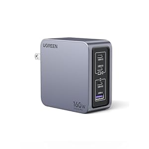 UGREEN Nexode Pro 160W USB C Charger, 4-Port PD 3.1 GaN Compact Fast PPS Wall Charger for MacBook Pro 16” M2, Pixelbook, Dell XPS, iPad Pro, iPhone 15 Pro/14, Galaxy S23, Pixel 8, Steam Deck