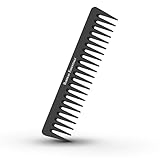 7 Inch Detangling Comb | Black Carbon Fiber | Large Wide Tooth Detangler Comb | For Straight or Curly Hair | Wet or Dry Hair | Professional Grade Styling Comb for Men and Women (Single Black)
