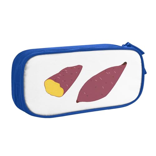 サツマイモ さつまいもペンケース 筆箱 文具ケース おしゃれ 筆袋 鉛筆ケース 鉛筆のサック 中高校生 軽量 収納バッグ 学生 子供 誕生日 入学ギフト 大容量 ダブルレイヤーBlue