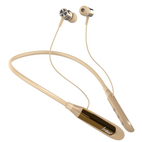 Image of LANDMARK BH118 Play 3.0 in-Ear Bluetooth Neckband with Mic, 10Hrs Playtime, ASAP Charge, ENC Mic, 3 Voice Changer, BT v5.0, Smart Magnetic Buds, IPX4, Dual Pairing (Gold)