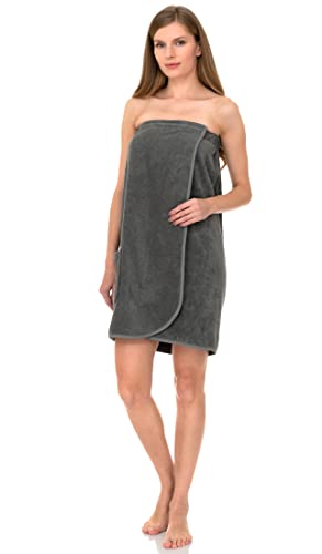 Opiniones y reviews de Toallas de cocina algodón - solo los mejores. 34 TowelSelections - Envoltura de Ducha Ajustable de algodón de Rizo para Mujer, Cubierta de Gimnasio con broches, Gris, L-XL