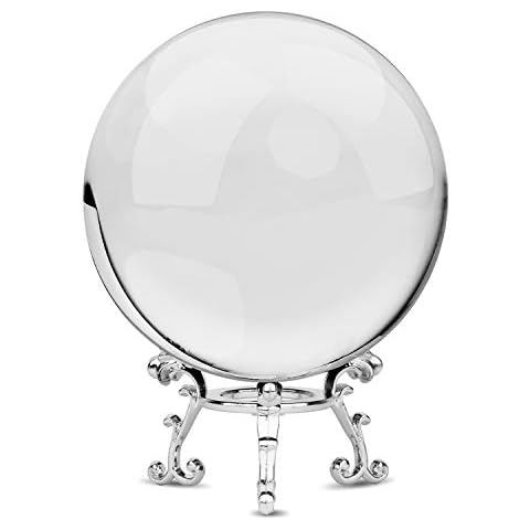 MerryNine 80mm/3.15" Photograph K9 Crystal Ball with Stylish Metallic Stand and Microfiber Pouch, Decorative and Photography Accessory (Transparent) Cover