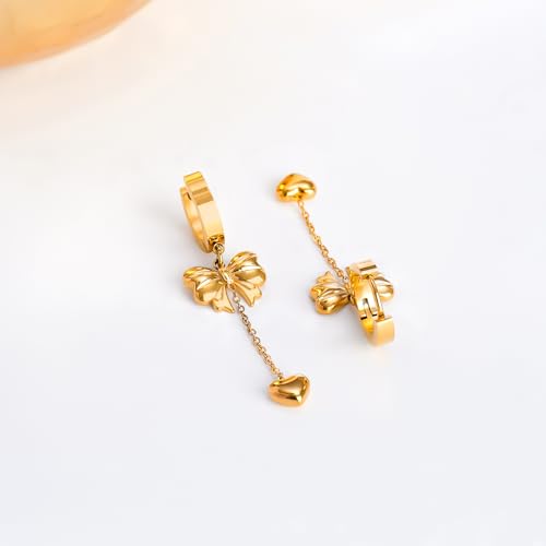 Image of Rubans Demi Fine Stainless Steel Dangler Earrings CZ Gift for Women & Girls