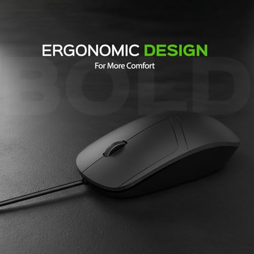 Image of iVOOMi Bold Wired Mouse Plug & Play Installation, 120cm Cable Length, Adjustable DPI Upto 1000, Plug-&-Play, Button Life - 1,000,000, iOS, Win, Linux & Android, 1 Year Warranty - Newly Launch