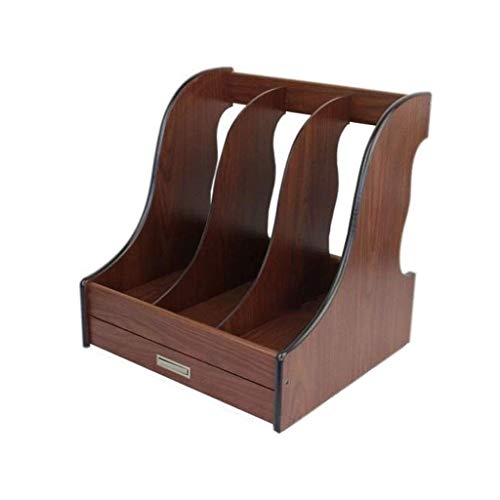 revistero, Archivador de escritorio, archivador de grano de madera for oficina en casa, administrador de archivos, carpeta, estante de almacenamiento for revistas y libros(Three Grids)