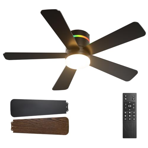 Image of addlon 42 Inch RGB Ceiling Fans with Lights, Low Profile, Remote /APP, Black