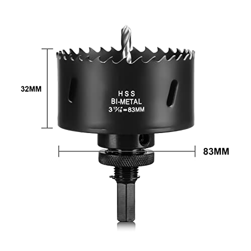 83mm HSS Hole Saw, M42 Bi-Metal Wood Hole Dill Bit, Round drill Cutter for Pipe Vent Plasterboard, Plastic and Copper - Image 3