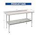 HARDURA Stainless Steel Table Prep & Work Table 24 x 60 Inches NSF Heavy Duty Commercial with Undershelf and Backsplash for Restaurant Kitchen Home and Hotel