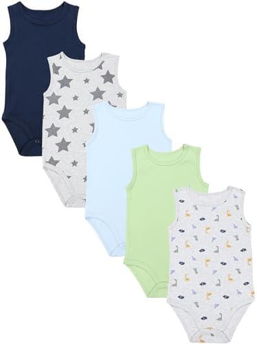 TupTam Baby Jungen Achselbody 5er Pack Baumwolle Unifarben Bequem