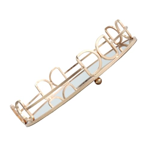 Sosoport Bandeja Decorativa de Espejo Nórdico para Escritorio Bandeja Multifuncional Dorada para Almacenamiento de Joyas y Fruta Diseño Elegante para Hogar y Oficina Grande
