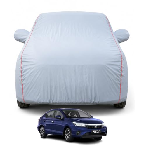 Image of Premium Car Cover for City Hybrid Ehev 2022-2026 Models | Waterproof, UV & Dust Protection | Mirror & Antenna Pocket | Triple Stitched, Soft Inner Lining, Belt & Buckle (Dark Grey)