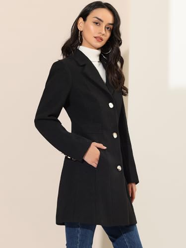 Image of Allegra K Womens Winter Elegant Pea Coat 2026 Single Breasted Long Overcoat | Notch Lapel Collar, Warm, Work Office Trench Coats,Outwear Outfit