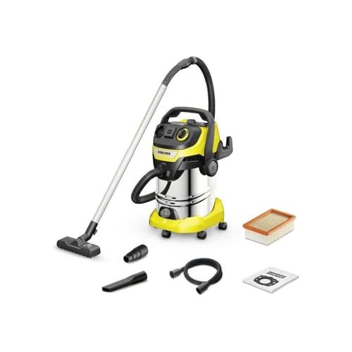 Karcher Wet/Dry Vacuum WD 6 HP V-30/8/35/T Aspiradora húmeda/Seca-Tanque de Acero Inoxidable de 30 L-1300 W (Enchufe portátil y función de soplado), Estándar