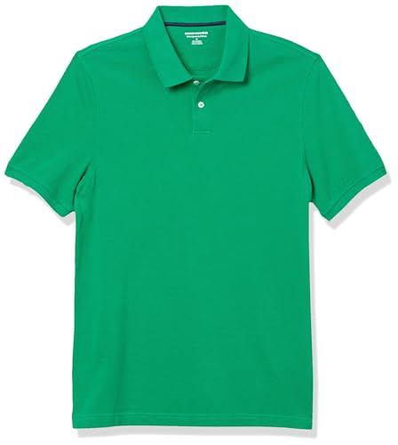 Amazon Essentials Men's Slim-Fit Cotton Pique Polo Shirt, Green, M