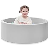 SHJADE Foam Ball Pit, 35.4'x 11.8' Ball Pits for Toddlers, Soft Round Kiddie Baby Playpen Ball Pool for Kids, Ideal Gift for Babies Indoor and Outdoor Game, Grey, (Balls not Included)