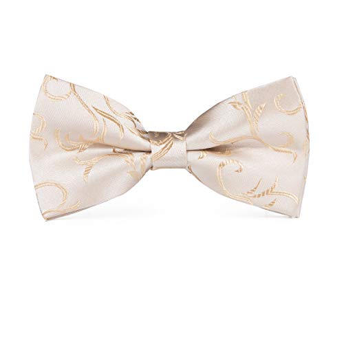 Image of Hi-Tie 5Pcs Mens Solid Color Silk Tie Satin Pretied Bowtie Lapel Pin for Men Handkerchief Cufflink Wedding Gift Box