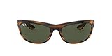 Ray-Ban Men's RB4089 Balorama Rectangular Sunglasses, Striped Red Havana/G-15 Green, 62 mm