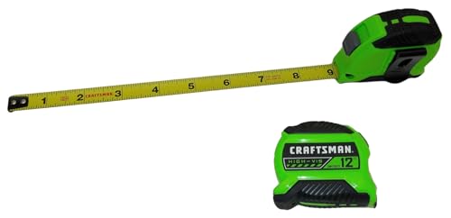 Craftsman 12' High Visibility Tape Measurer Measure Compact with Belt Clip, Lock