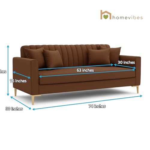 Image of 3+1+1 Seater Velum Fabric Sofa Set for Living Room, Modern Design with High Density Foam, Solid Wood Frame, Ergonomic Comfortable Seating for Home & Office (Dark Brown, 3+1+1)