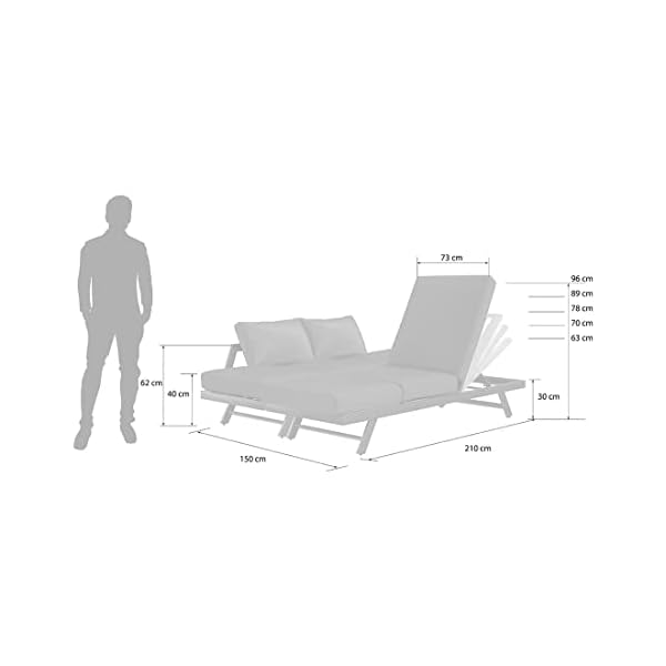 OUTLIV. Doppel-Gartenliege Atlanta Anthrazit/Grau