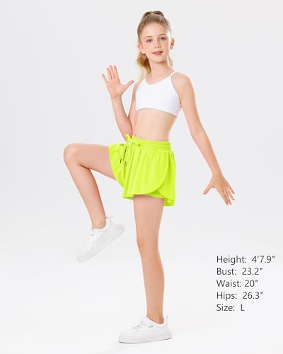 Image of Stelle Girls Flowy Shorts with Pockets Athletic Running Skirt High Waist Butterfly 2 in 1 Sports Short 5-16 Years