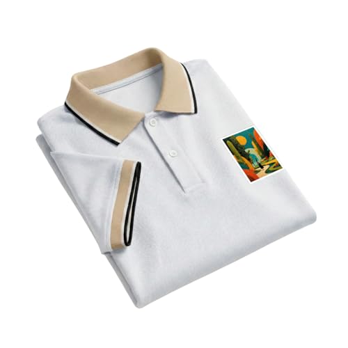 Image of Regular Fit Solid Half Sleeve Casual Tipping Collar Polo T-Shirt for Men