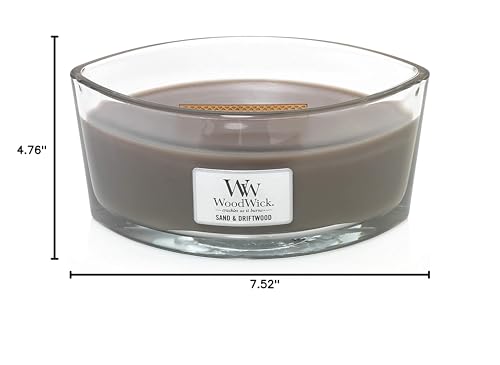 WoodWick Ellipse Scented Candle | Sand & Driftwood | with Crackling Wick | Burn Time: Up to 50 Hours