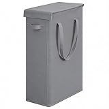 Wäschekorb 60L 1Fach Wäschesammler Mit Ablage – Ausziehbarer Wäschesack Aus Oxford-Gewebe 64x35x62 cm – Pfandflaschen Sammelbehälter Grau