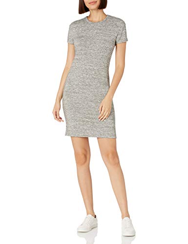 Amazon Brand - Daily Ritual Women's Supersoft Terry Short-Sleeve Open Crew Neck Dress, Heather Grey Spacedye, Medium