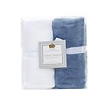 Cozy Fleece Microplush Super Soft Fitted Crib Sheets (Set of 2), Blue/White (93CK2FNLFLCS02128x52)