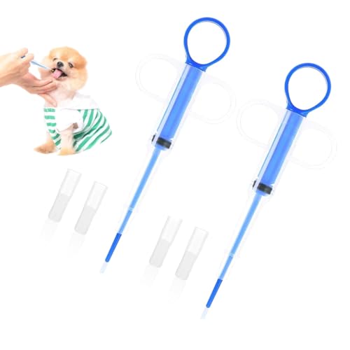 BIVOFU Alimentador Medicamentos Jeringas, Dispensador de Pastillas para Gatos, Alimentador Medicamentos de Reutilizable, Ldeal para Administrar Medicamentos Líquidos o Sólidos, Color Azul