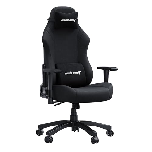 Anda Seat Luna Large Fabric Gaming Chair for Adults - Ergonomic Reclining Video Game Chairs, Computer Home Fabric Office Chair, Heavy Duty Neck & Back Lumbar Support - Black Folding Recliner Seat