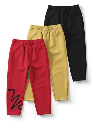 Image of HELLCAT Trendy Solid Cotton Blend Regular Fit Track Pant for Boys - Pack of 3