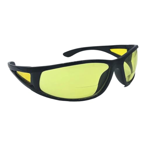 Invisible Bifocal Sports Wrap Around Yellow Lens Night Vision Driving 100% UVA UVB Men Women