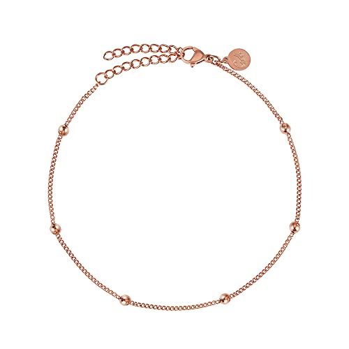 GD GOOD.designs EST. 2015 Bracelet de cheville pour femme - Résistant à l'eau - Bracelet de cheville avec petites perles Dots I Femme bijoux de cheville en...