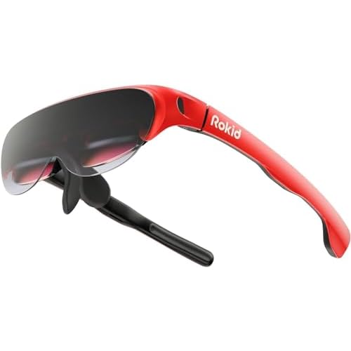 Rokid Max2 Black AR Glasses, 215" Micro-OLED Display, 50° FOV 75g Video Glasses, 600 Nits Brightness, Compatible with iPhone 15 Series iOS and Future Type C Models Most Android Phones, PC, m