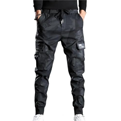 Men's Slim Fit Pants Cargo Pants Camouflage Print Drawstring Multi Pockets Bottoms Ankle Tied Trousers