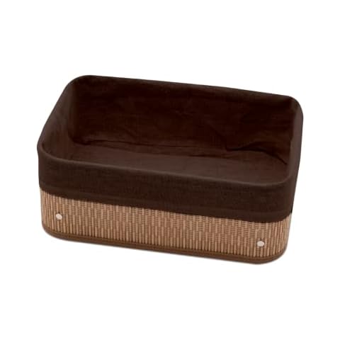 ENGLISH HOME Foldable Bamboo Storage Basket Woven Decorative Accessory Home Storage Bins Decorative Baskets Organizing Basket For Bathroom Cupboards Drawer Closets 40x30x16 Brown Cover
