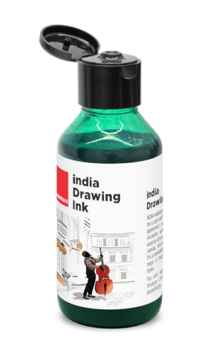 Image of Isomars India Waterproof Drawing Ink Green 100ml | Professional Artist Ink for Illustration, Calligraphy, Airbrush, Canvas, Fabric, Wood, Paper & Technical Drawing