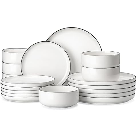 MALACASA 18 Piece White Dinner Set Cover