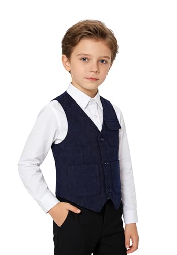 Image of Boys Retro Tweed Vest for Kids Classic Casual Waistcoat