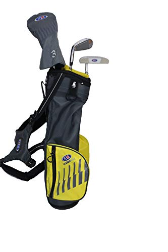 Stand Bag, Driver, Hybrid 4, ferro 7, pitching wedge, putter.
