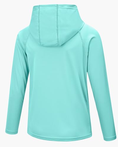 Image of Boys Grils Long Sleeve Sun Shirts UPF50+ Hoodie Thumbhole Rash Guard Quick Dry Atheltic Hiking Workout Water Playing