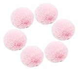 SUSULU Pink Fur Pom Poms Fluffy Faux Fur Pompom Ball with Tiny Cord for Party Decorations Hat Shoes Garment Accessories 2.8in Pack of 6