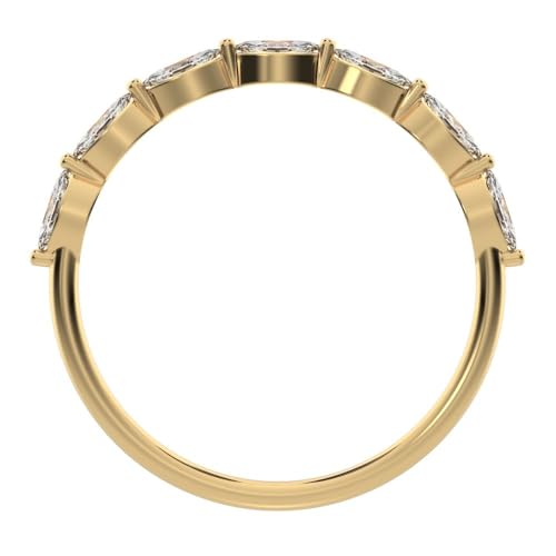 0.7 Ct Marquise Cut Moissanite Dainty Minimalist Stackable Half Eternity Halo Eye 14K Solid White Gold Everyday Wedding Band2