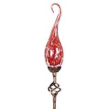Exhart Solar Garden Stake Lights – Solar Glass Red Spiral Flame Garden Stakes – Handblown Glass Finial Lights, LED Accent Lights That Transform a Garden Driveway or Event (9in Glass 36in Stake) …
