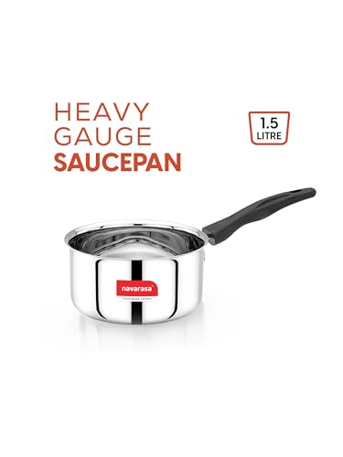 Image of Heavy Gauge Stainless Steel Sauce Pan | Tea Pan | Chai Pan | Milk Pot with Handle | 1.5 Liter | Induction & Gas Stove Compatible